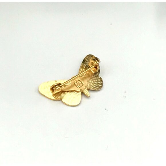 Blue & White Enamel Butterfly Lapel Pin With Gold-Tone Detailing - Picture 3 of 3